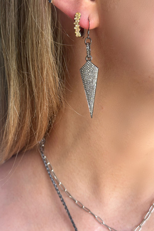 Sterling Silver and Pave Diamond Spike Earrings