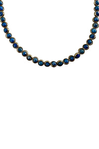Gemstone Necklace with Gold Plated Rings in Denim Lapis