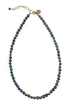 Gemstone Necklace with Gold Plated Rings in Denim Lapis