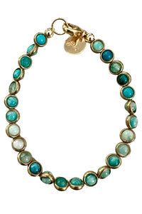 Gemstone Bracelet with Antique Gold Rings in Hemimorphite