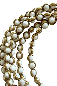 Gemstone Necklace with Gold Plated Rings in White Turquoise