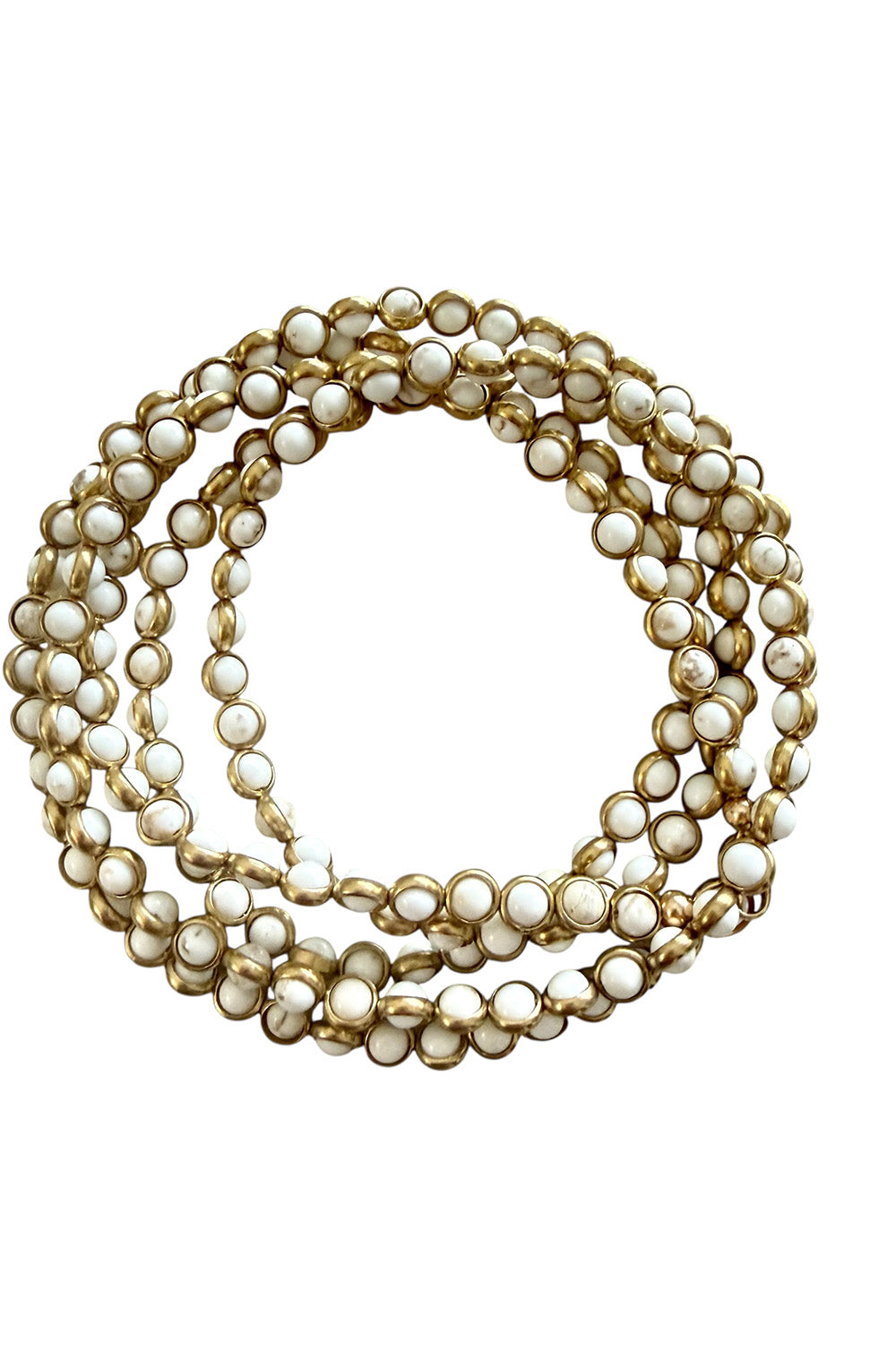 Gemstone Necklace with Gold Plated Rings in White Turquoise