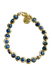 Gemstone Bracelet with Antique Gold Rings in Sodalite