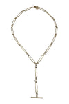 14K Gold Vermeil Long Short Link Chain with 14K Gold Filled T Bar Necklace