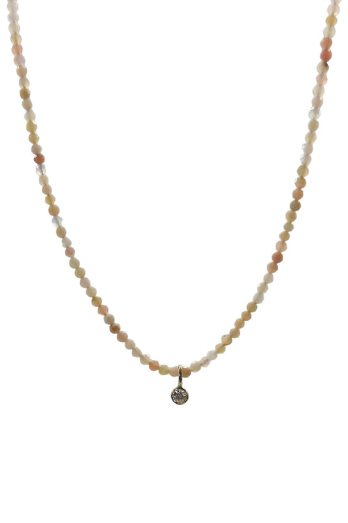 Tiny Opals with Gold Vermeil & Single Lab Grown Diamond Necklace