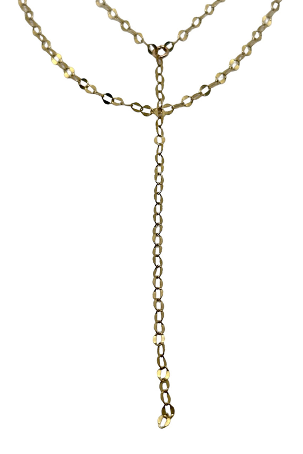 Double Layer "Y" Necklace of 14K Gold Filled Dappled Chain