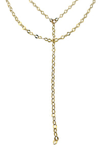 Double Layer "Y" Necklace of 14K Gold Filled Dappled Chain