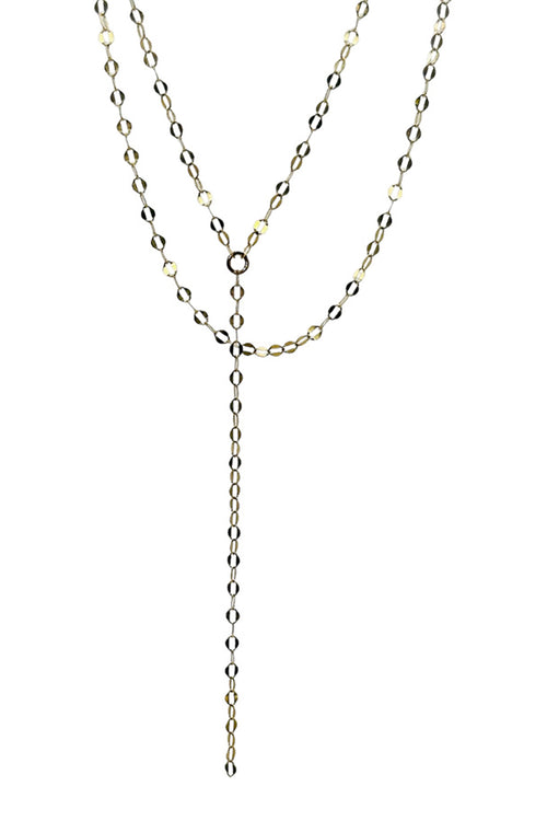 Double Layer "Y" Necklace of 14K Gold Filled Dappled Chain