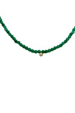 Faceted Green Onyx with 14K Gold & Natural Diamond Drop Necklace