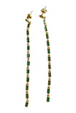 Emerald Cut 14K Gold Vermeil Bezelled Emerald Water Fall Earrings