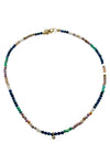 Faceted Multi Gemstones with Single 14K Gold Vermeil and Diamond Drop Necklace