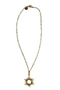 14K Gold Filled Chain with Gold Vermeil and Pave Diamond Sun Pendant