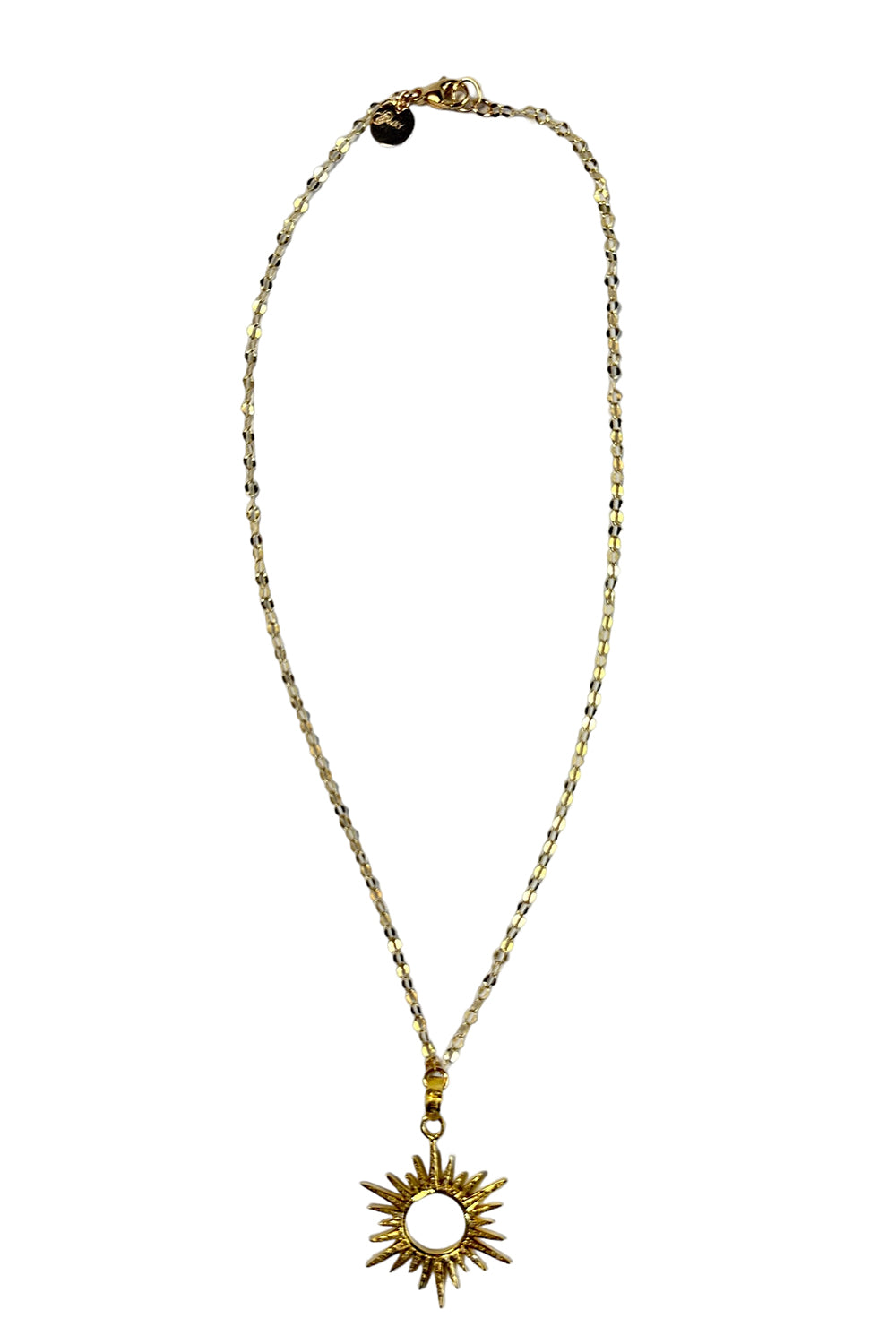 14K Gold Filled Chain with Gold Vermeil and Pave Diamond Sun Pendant