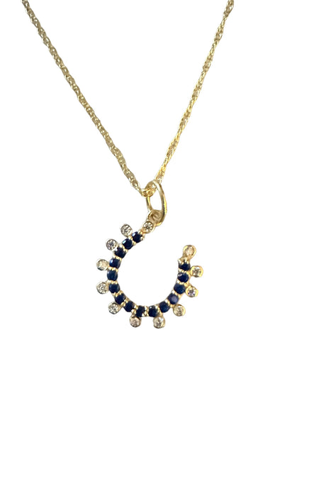 Faceted Sapphire with 14K Gold & Natural Diamond Drop Necklace