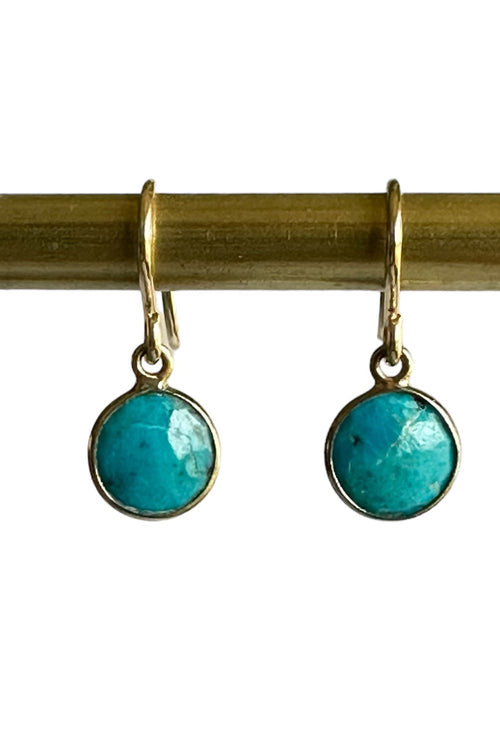 14K Gold Filled Wire Earrings with Gold Vermeil Set Turquoise Drops