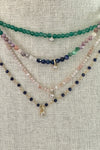 Faceted Multi Gemstones with Single 14K Gold Vermeil and Diamond Drop Necklace