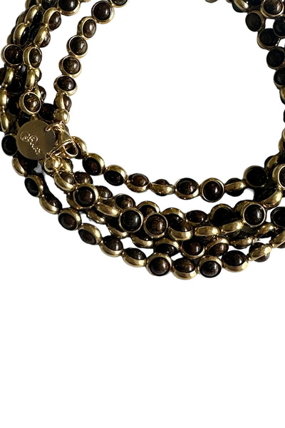 Gemstone Necklace with Antique Gold Rings in Bronzite