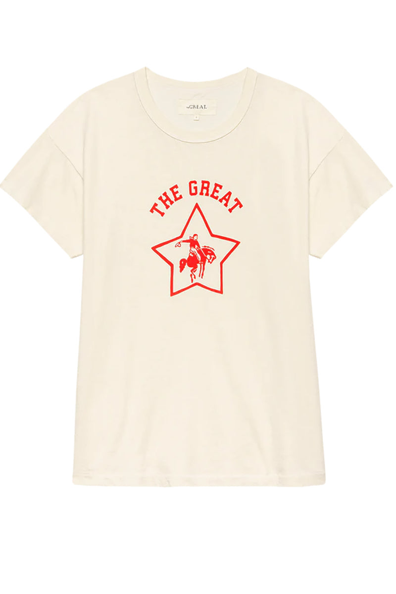 The Boxy Crew in Washed White with Rodeo Star Graphic