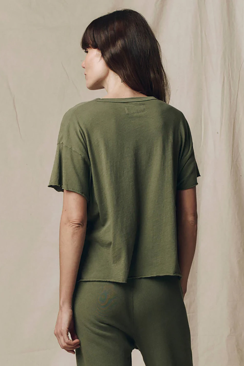 The Crop Tee in Heritage Army