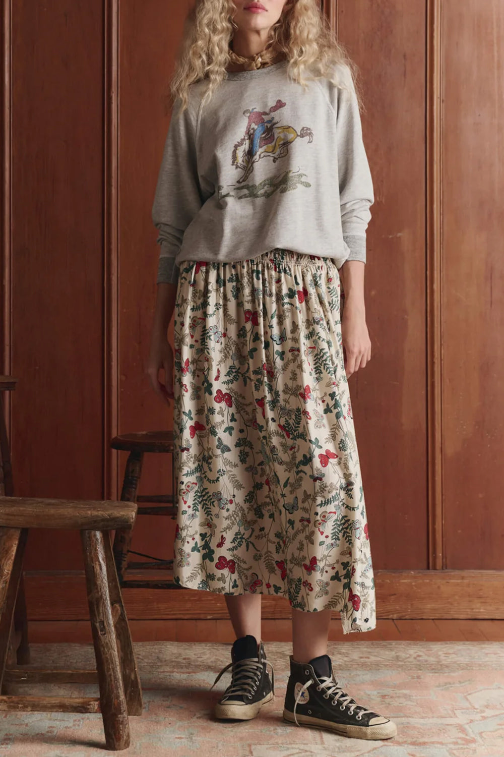 The College Sweatshirt with Rider Graphic in Soft Heather