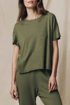 The Crop Tee in Heritage Army