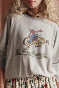 The College Sweatshirt with Rider Graphic in Soft Heather