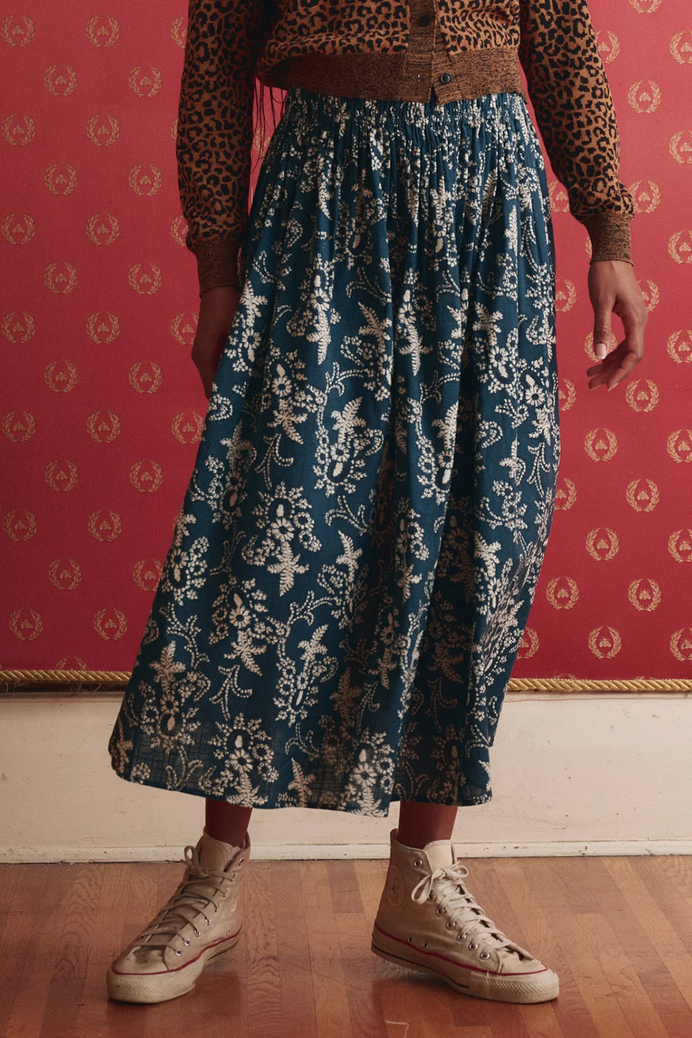 The Viola Skirt in Indigo Bandana