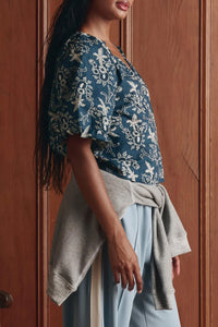 The Blythe Top in Indigo Bandana