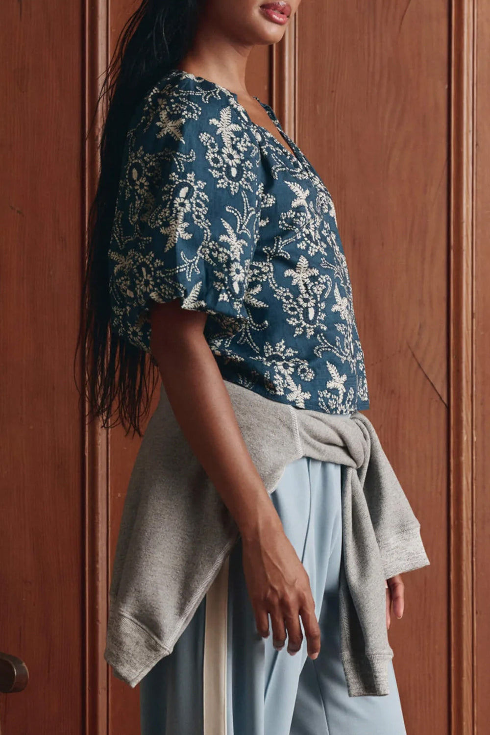 The Blythe Top in Indigo Bandana