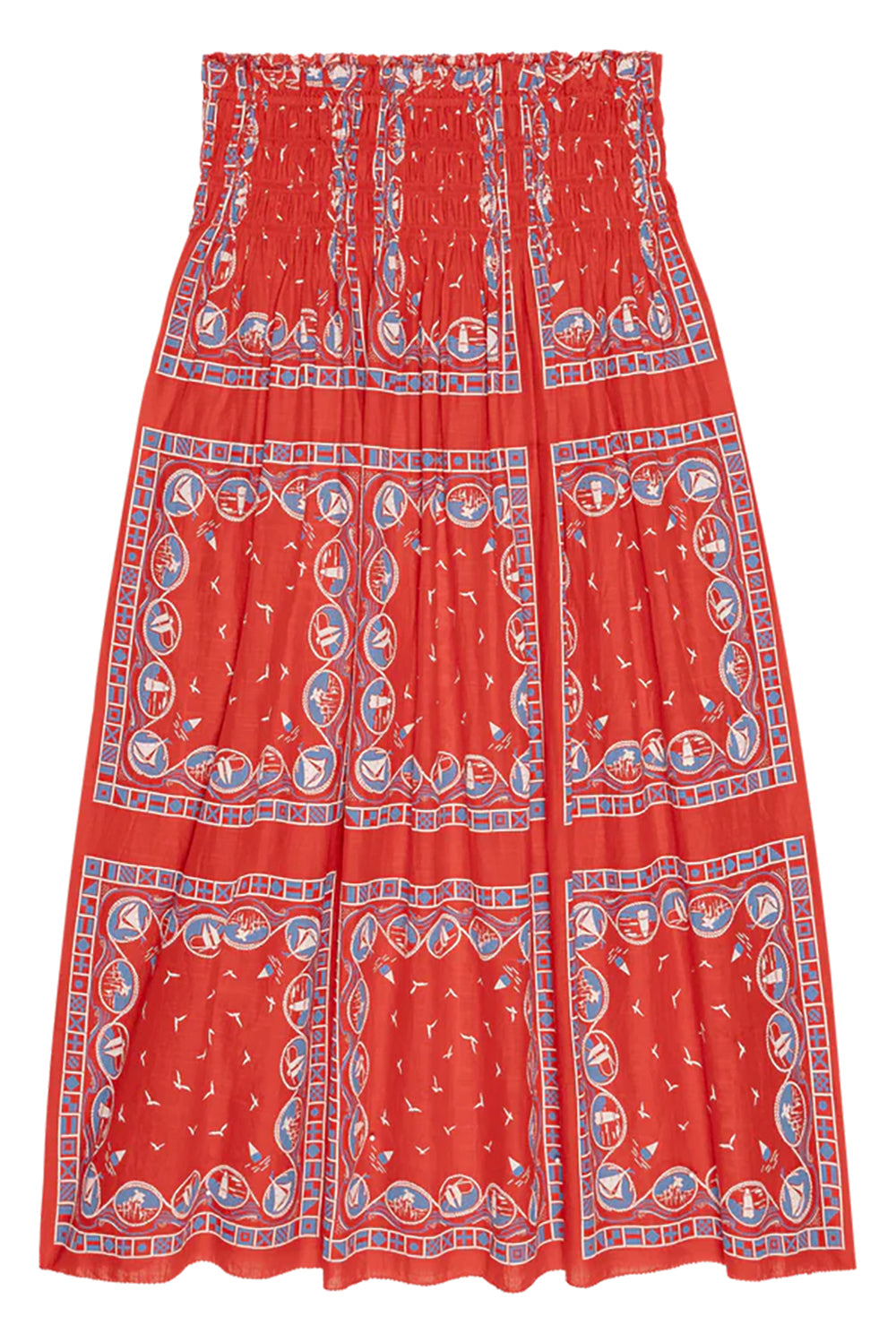 The Canary Skirt in Red Sailboat Bandana