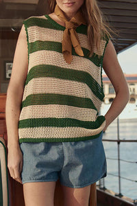 The Crochet Sweater Shell in Grove and Cream