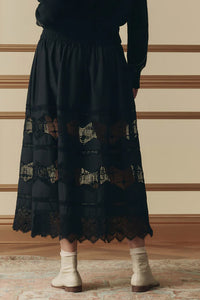 The Rosette Crochet Canary Skirt in Black