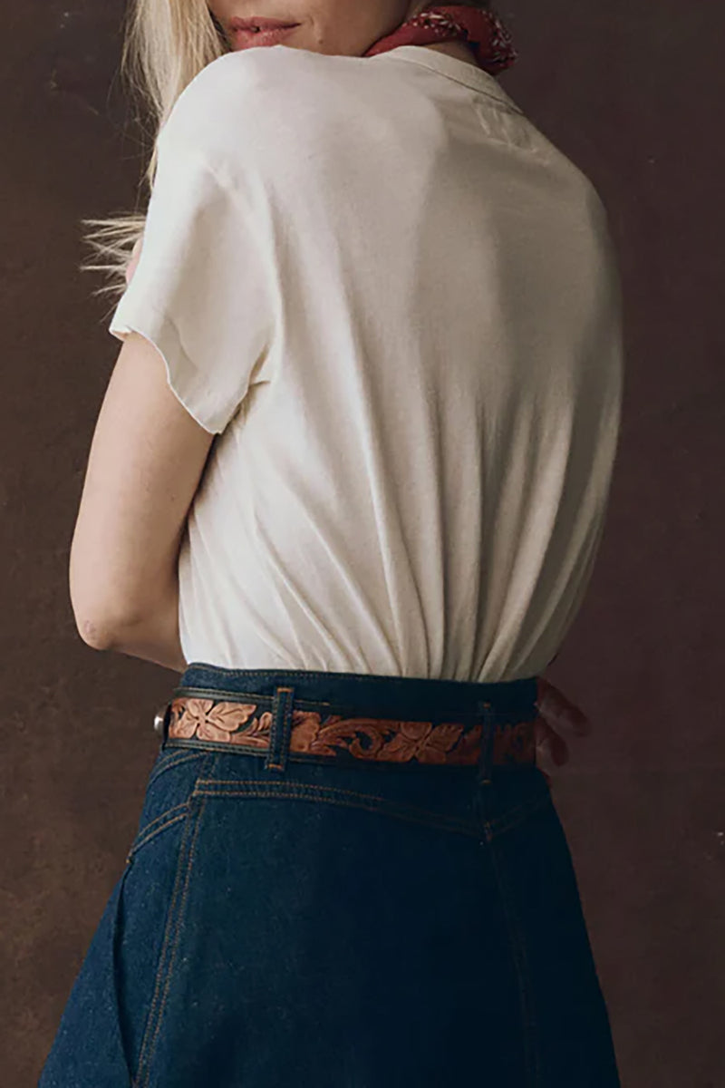 The Boxy Crew in Washed White with Rodeo Star Graphic