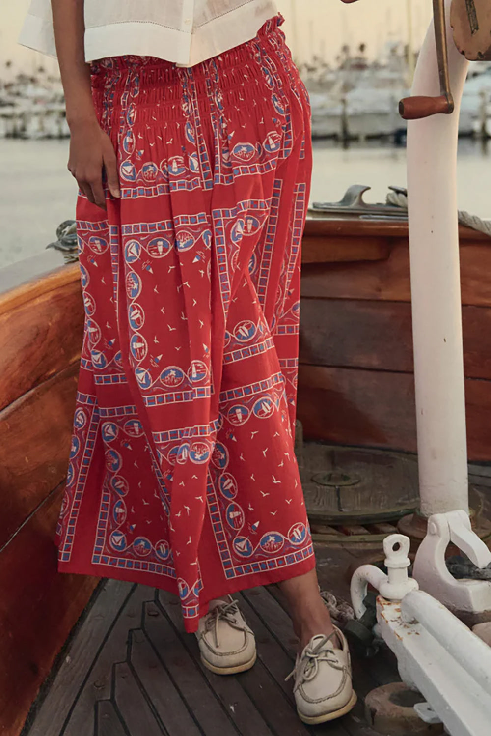 The Canary Skirt in Red Sailboat Bandana