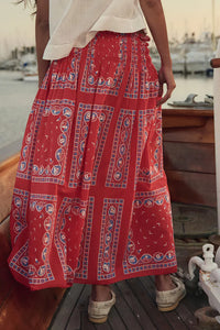The Canary Skirt in Red Sailboat Bandana