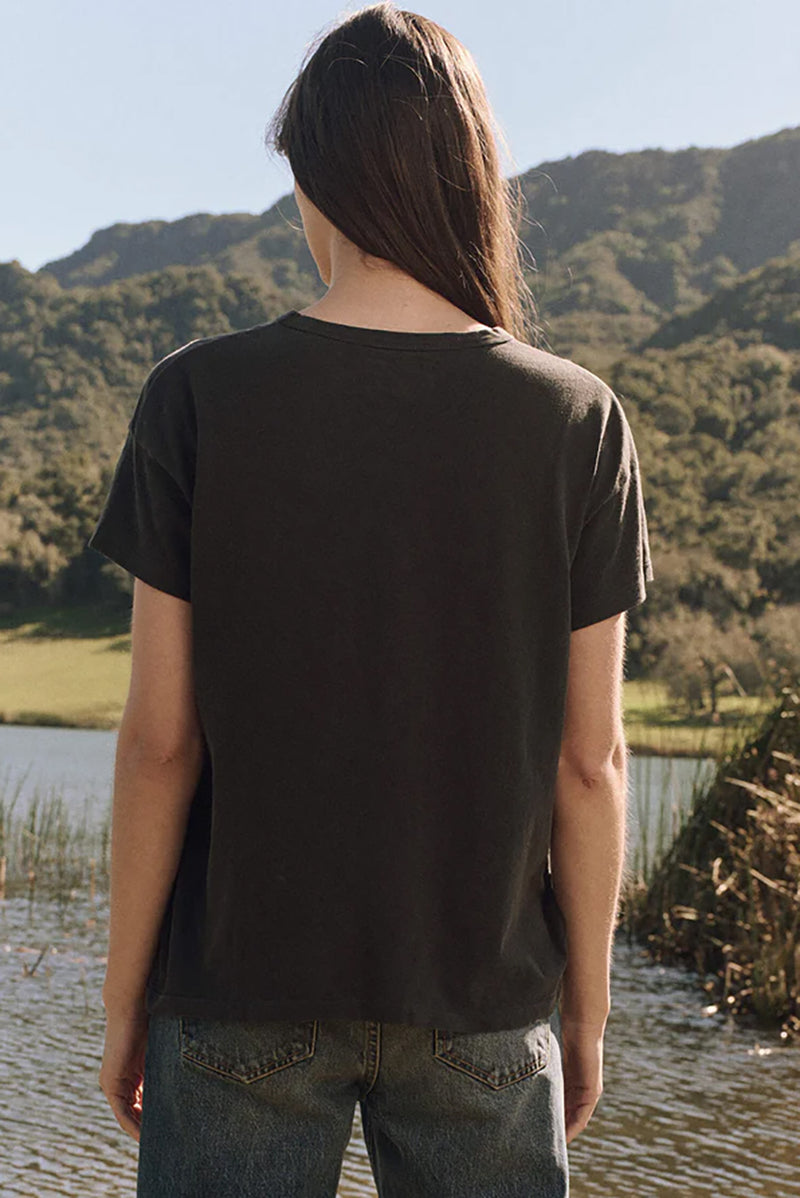The Boxy Crew in Washed Black with Bear Graphic