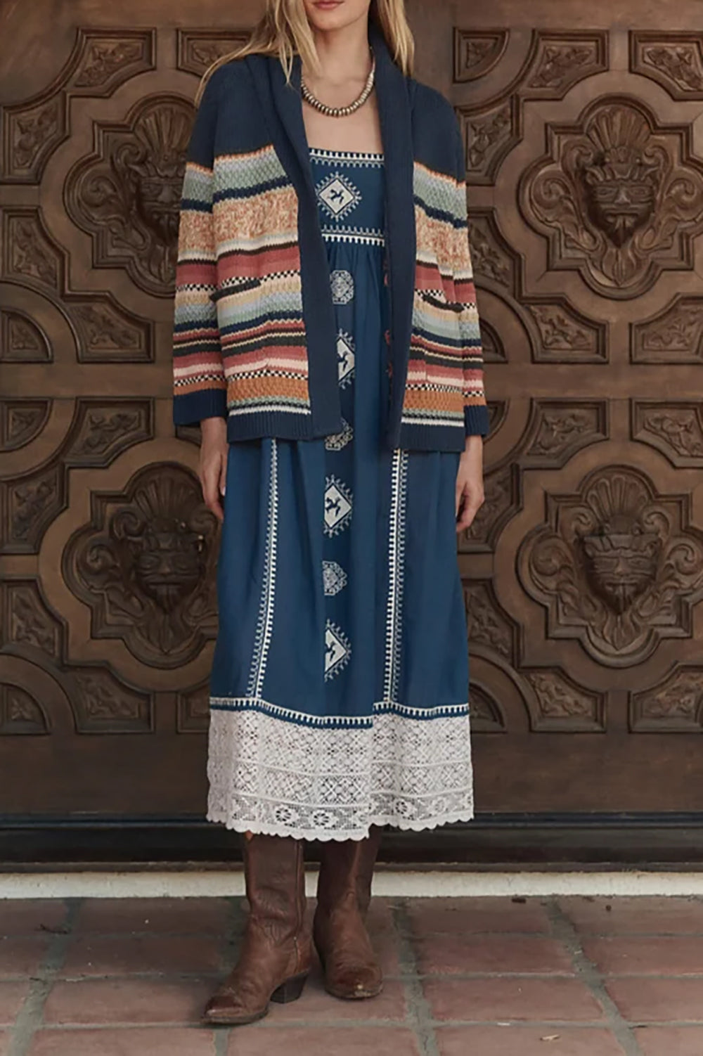 The Mountain Lodge Cardigan in Taos Stripe