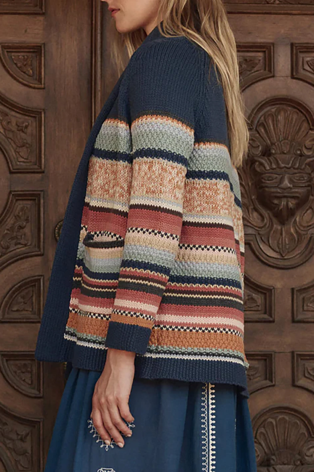 The Mountain Lodge Cardigan in Taos Stripe