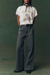 The Boxy Crew Tee with Horse Embroidery
