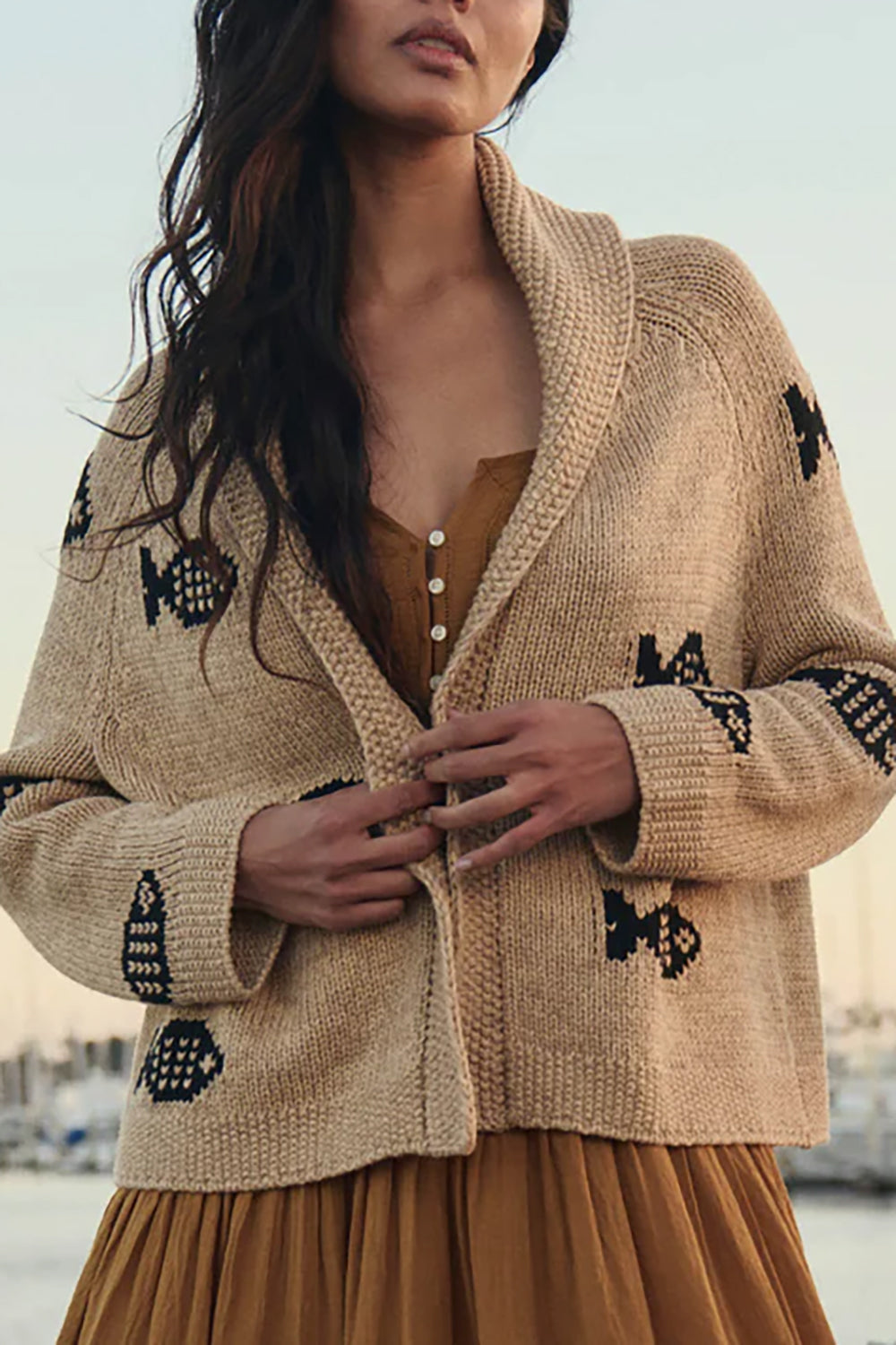 The Swimming Fish Lodge Cardigan in Natural