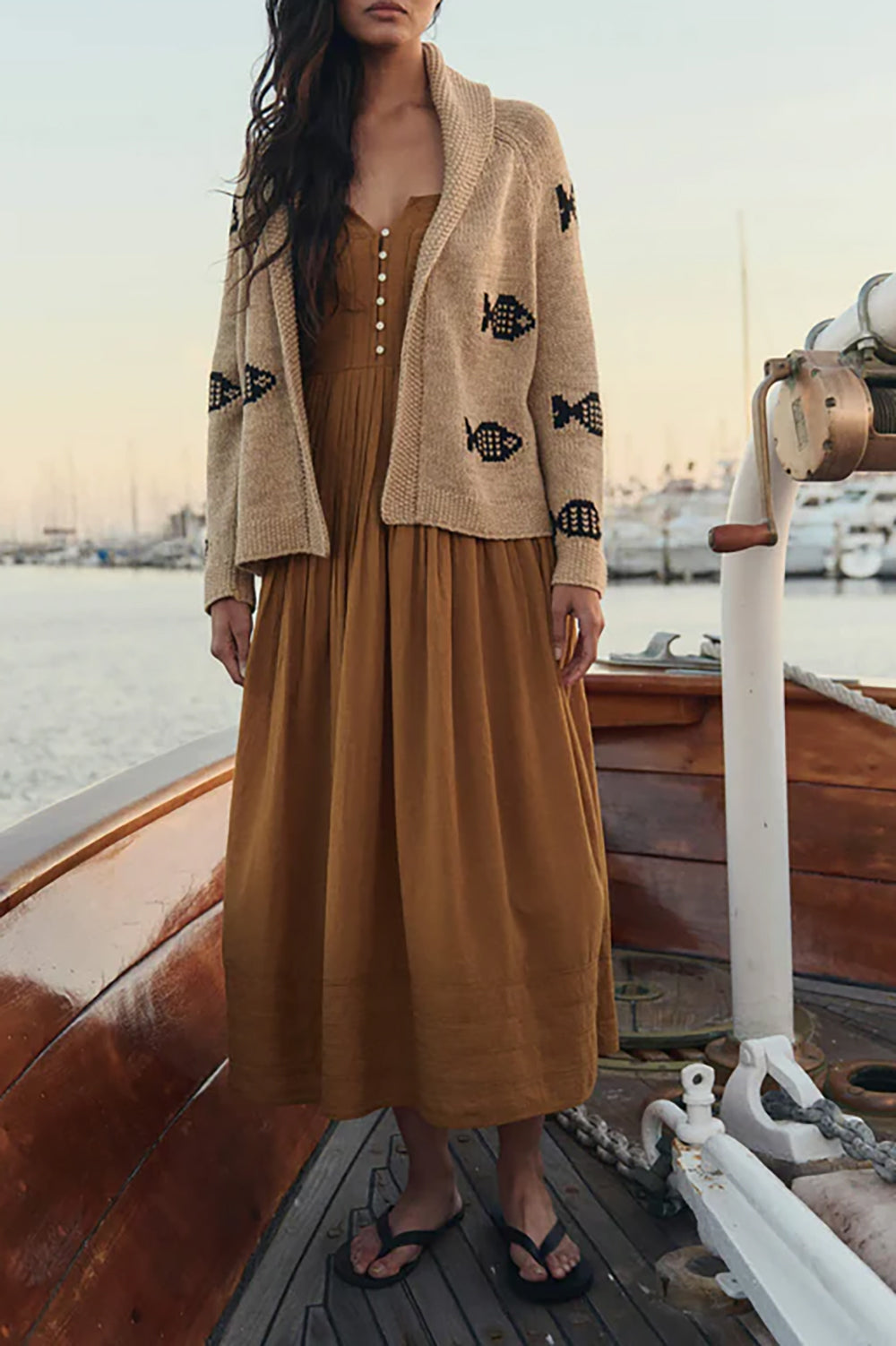 The Swimming Fish Lodge Cardigan in Natural