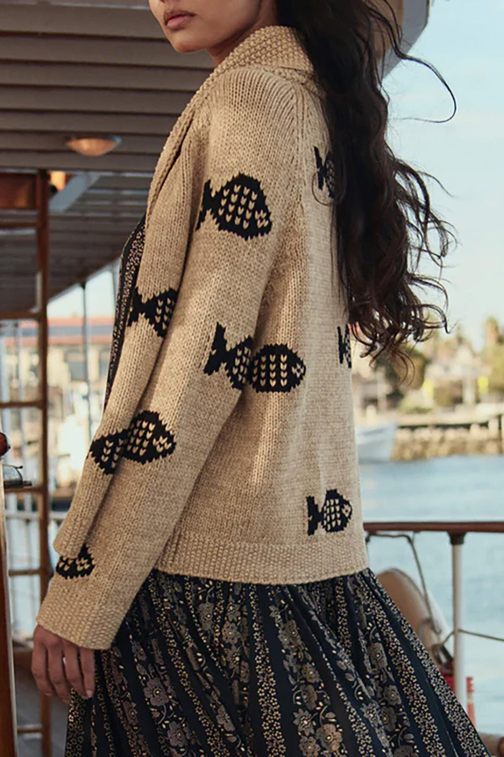 The Swimming Fish Lodge Cardigan in Natural