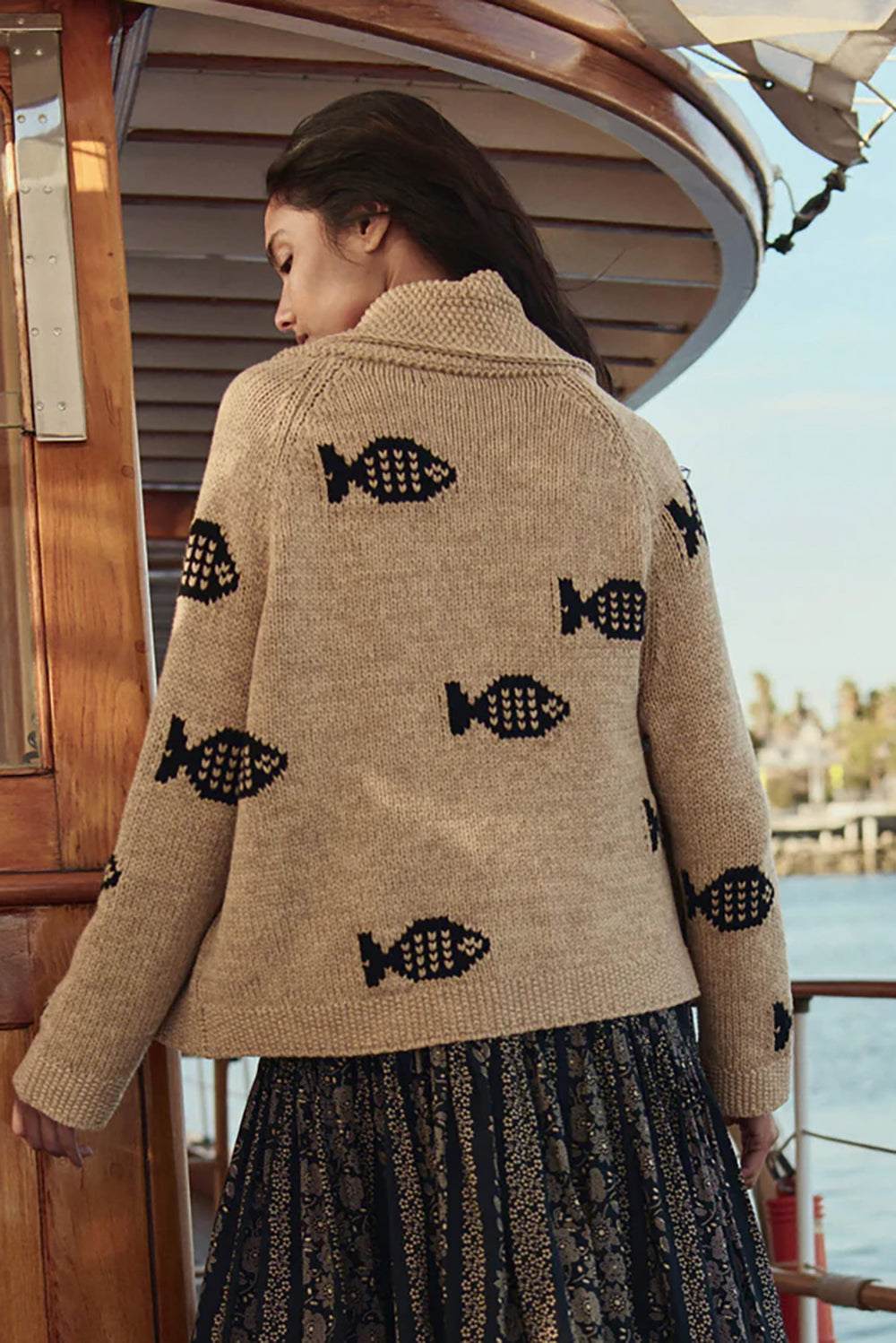The Swimming Fish Lodge Cardigan in Natural