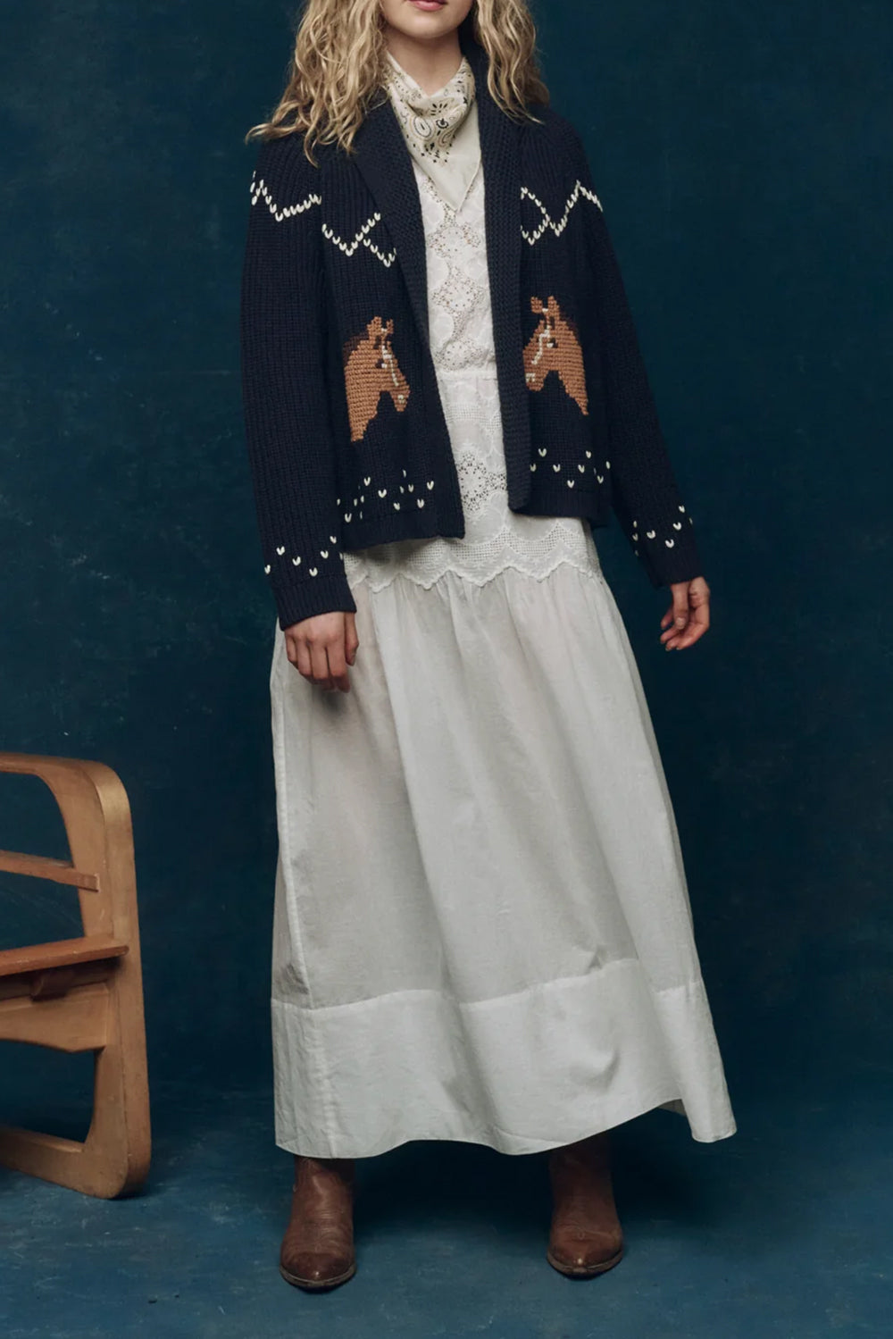 Horse Lodge Cardigan in Navy