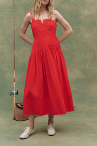 The Day Break Dress in Hot Red