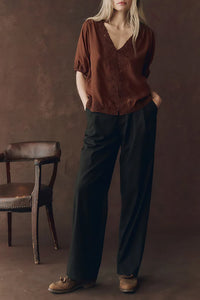 Short Sleeve Legacy Top in Chocolate