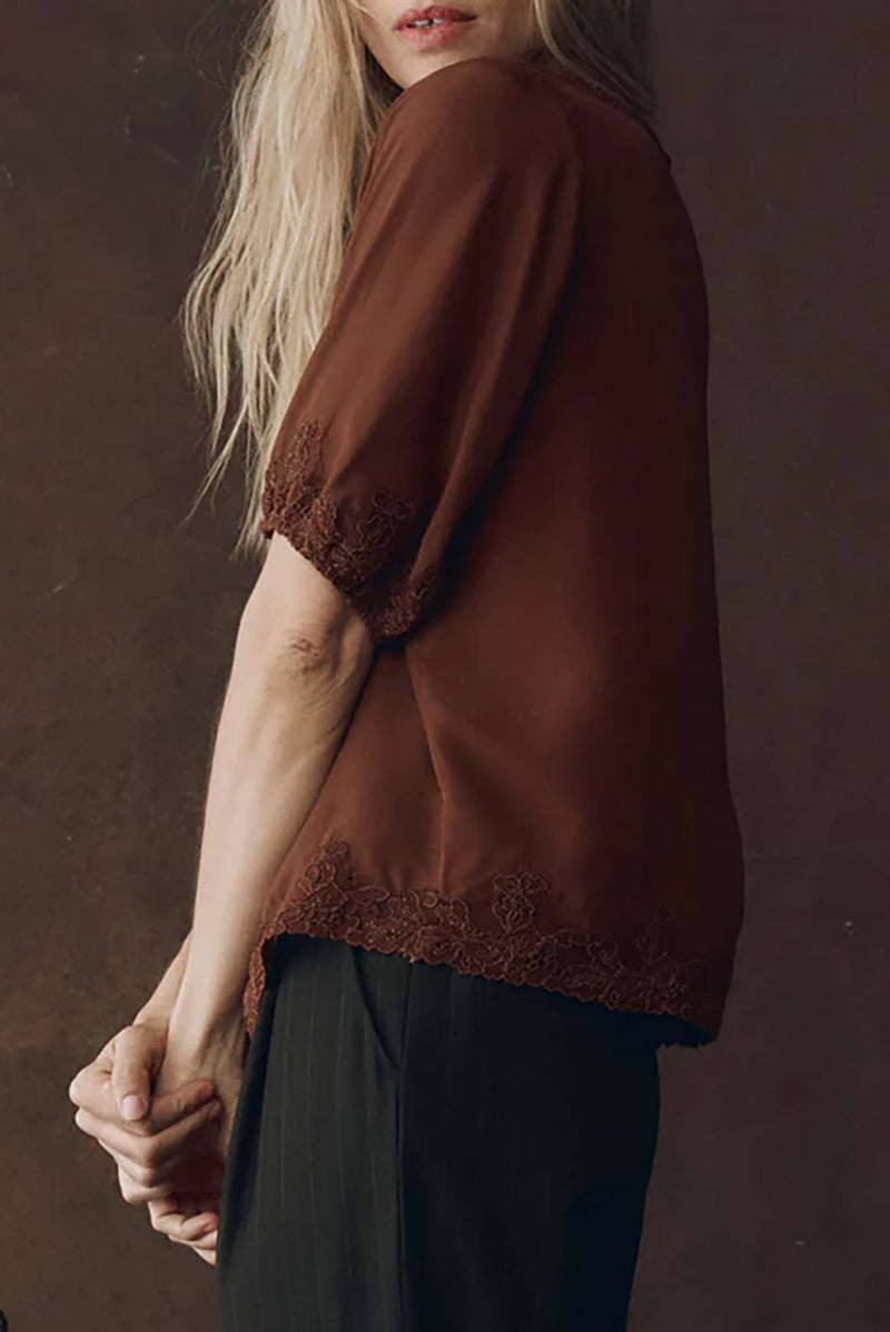Short Sleeve Legacy Top in Chocolate