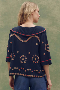 The Beaded Vintage Sailor Top in Navy