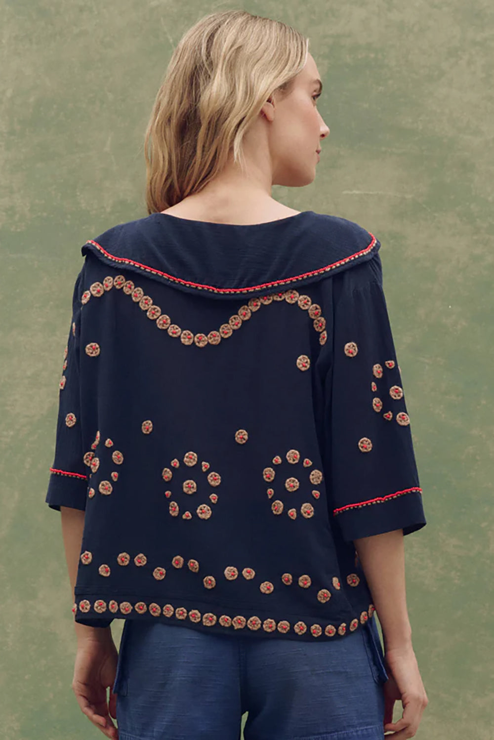 The Beaded Vintage Sailor Top in Navy