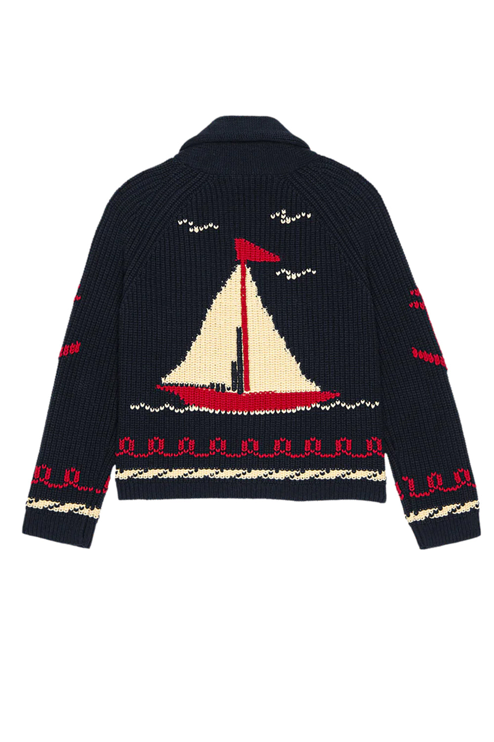 The Sailboat Lodge Cardigan in Dark Navy